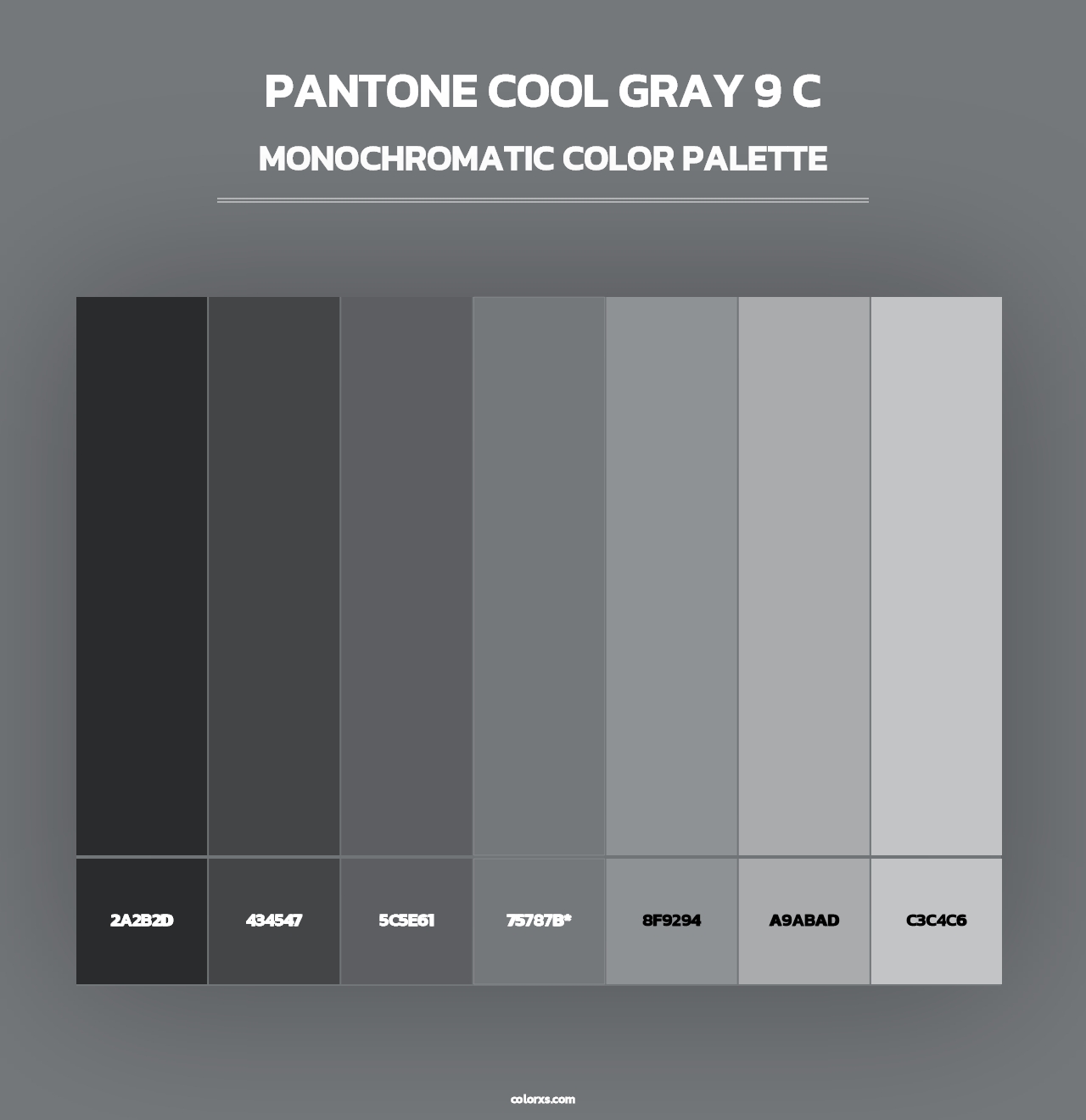 PANTONE Cool Gray 9 C - Monochromatic Color Palette