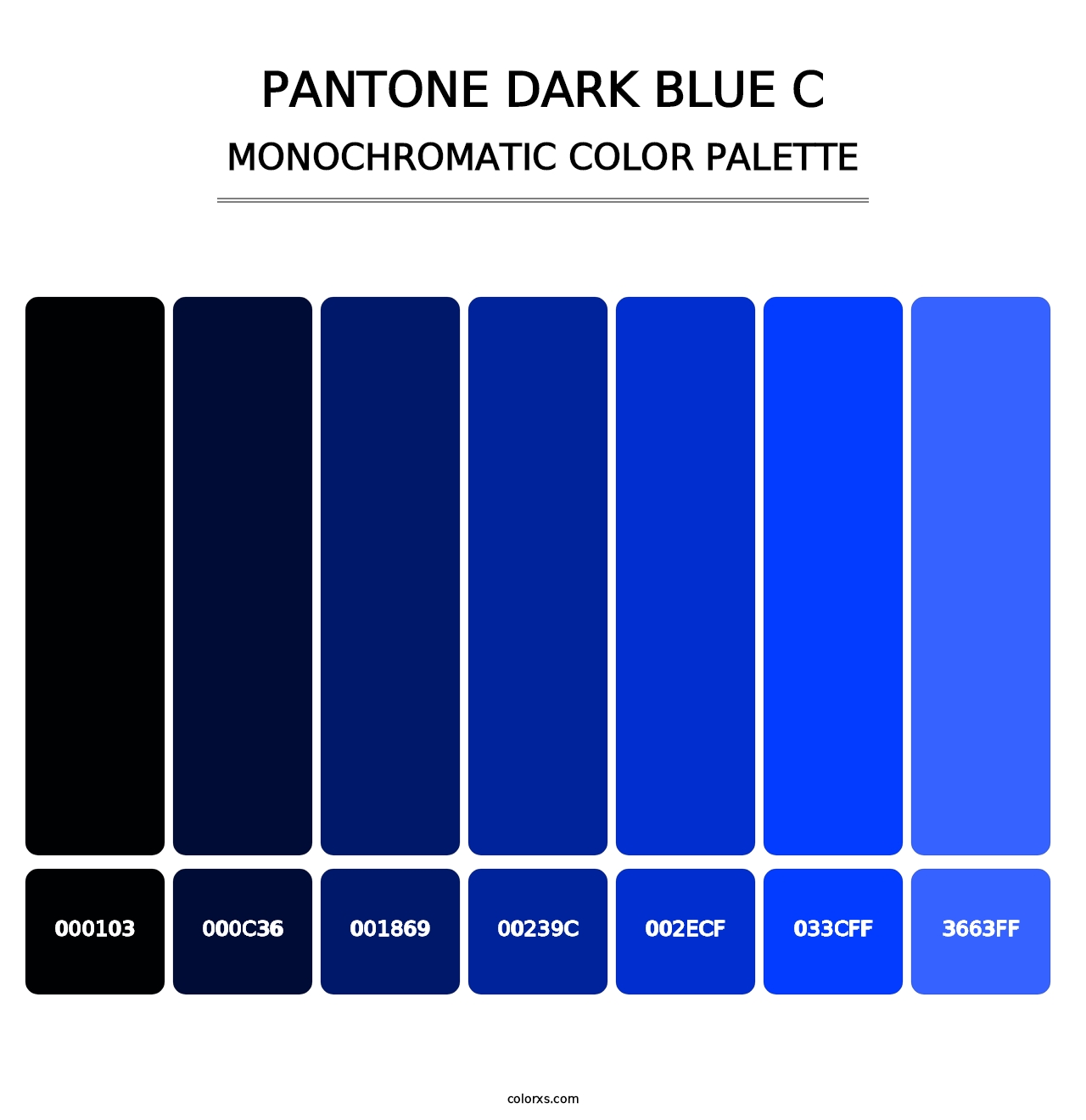 PANTONE Dark Blue C - Monochromatic Color Palette