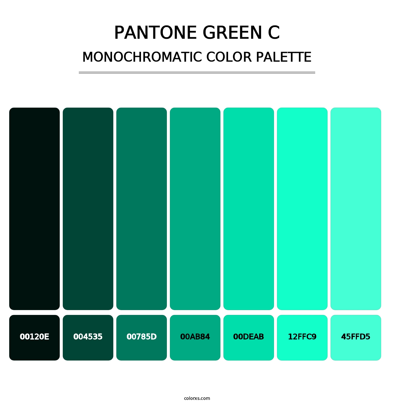 PANTONE Green C - Monochromatic Color Palette