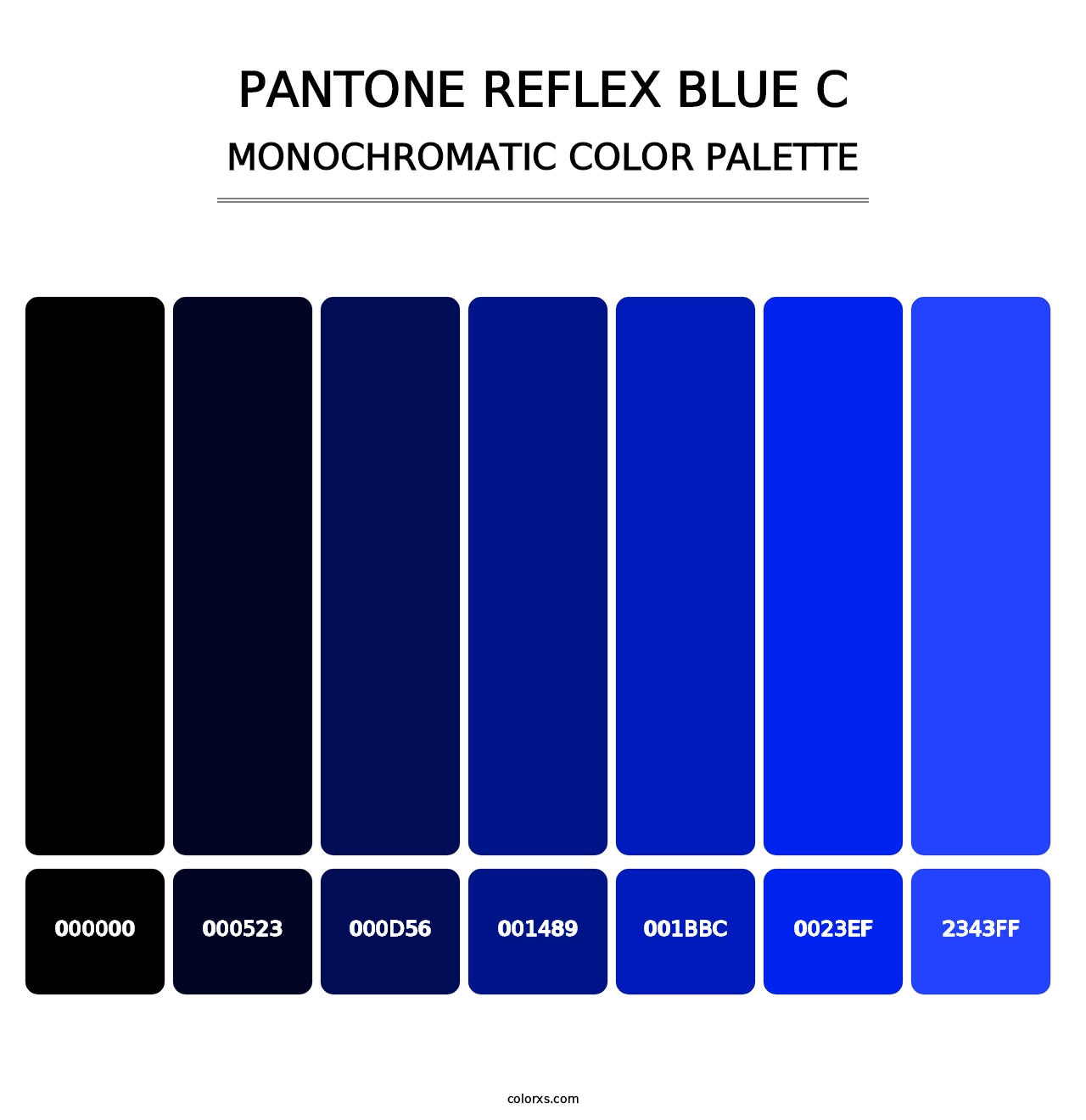 PANTONE Reflex Blue C - Monochromatic Color Palette