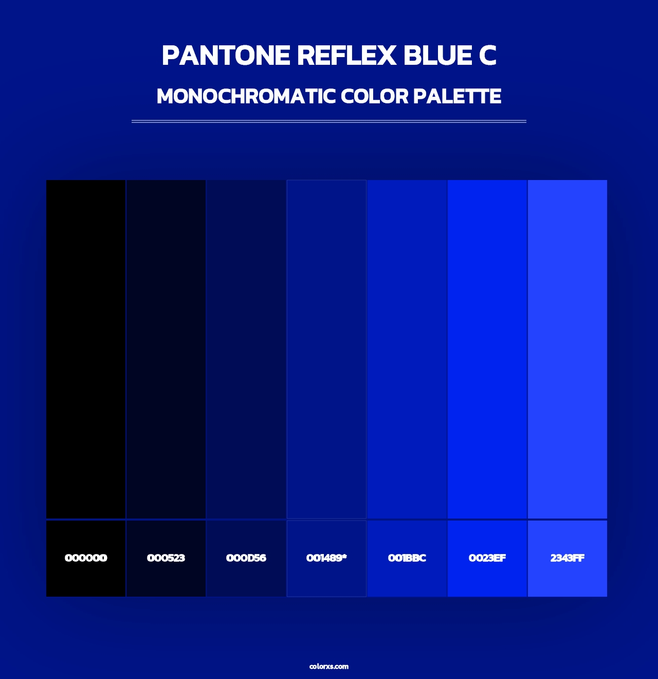 PANTONE Reflex Blue C - Monochromatic Color Palette