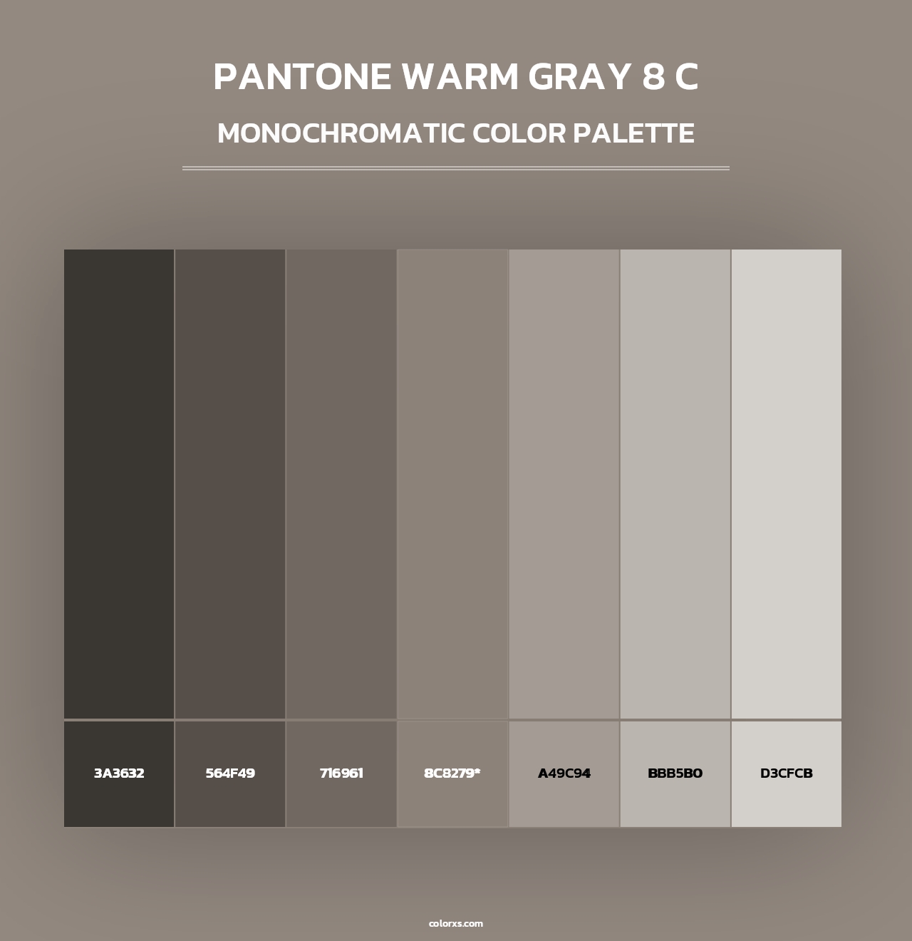 PANTONE Warm Gray 8 C - Monochromatic Color Palette