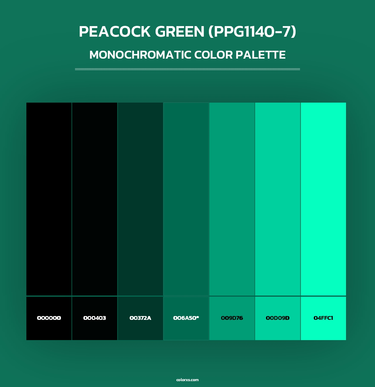 Peacock Green (PPG1140-7) - Monochromatic Color Palette