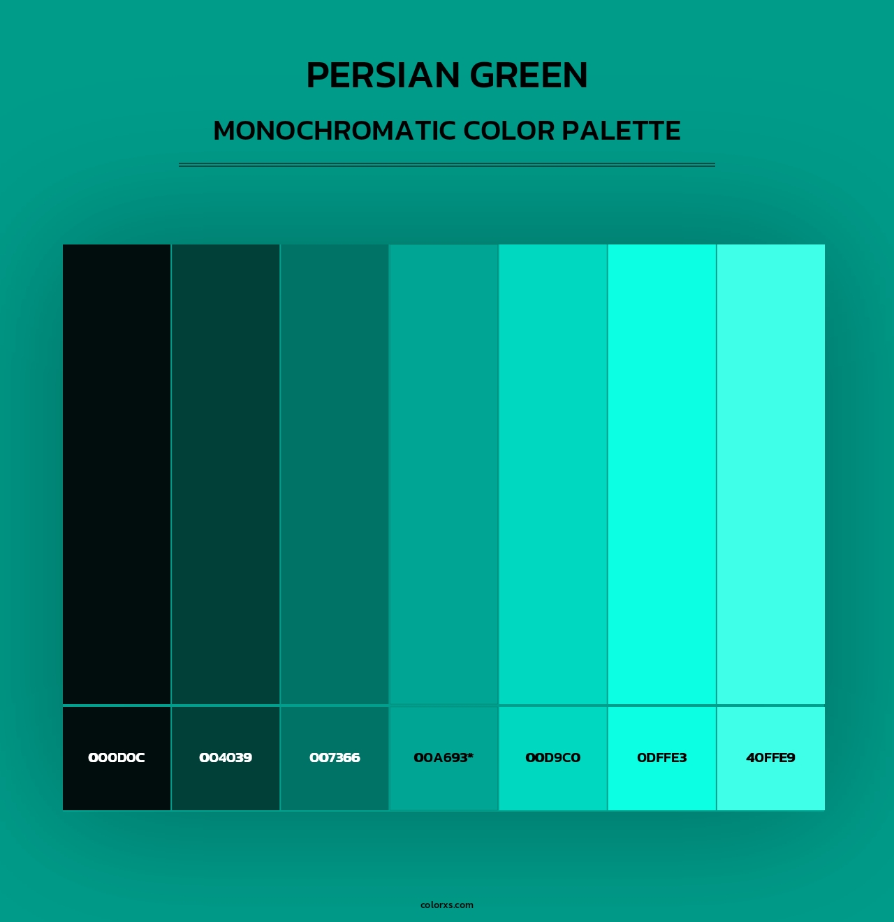 Persian Green - Monochromatic Color Palette