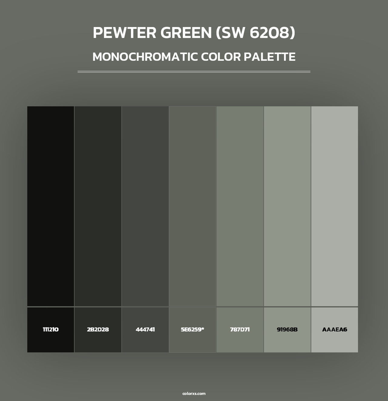 Pewter Green (SW 6208) - Monochromatic Color Palette