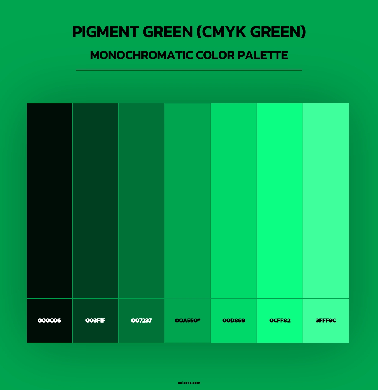 Pigment Green (CMYK Green) - Monochromatic Color Palette