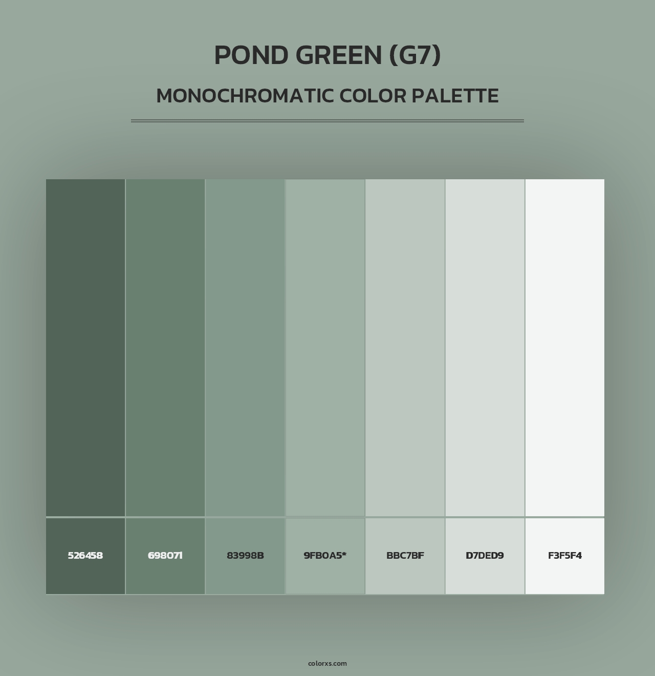 Pond Green (G7) - Monochromatic Color Palette
