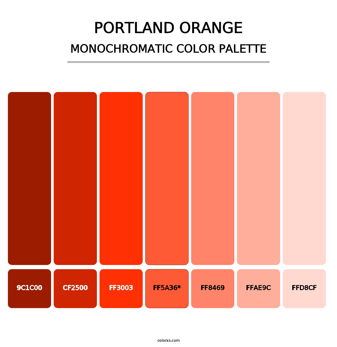 Portland Orange - Monochromatic Color Palette