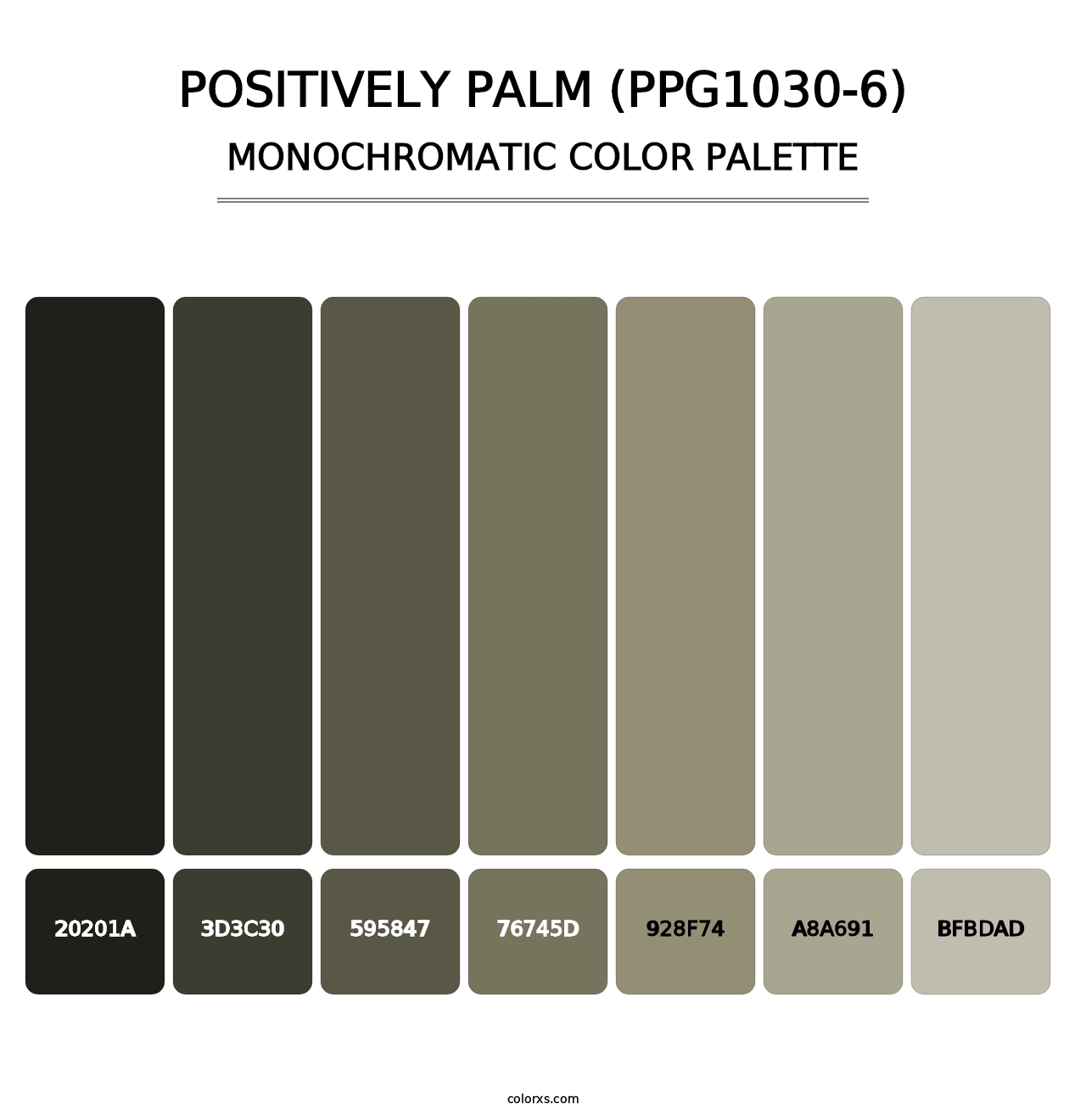 Positively Palm (PPG1030-6) - Monochromatic Color Palette