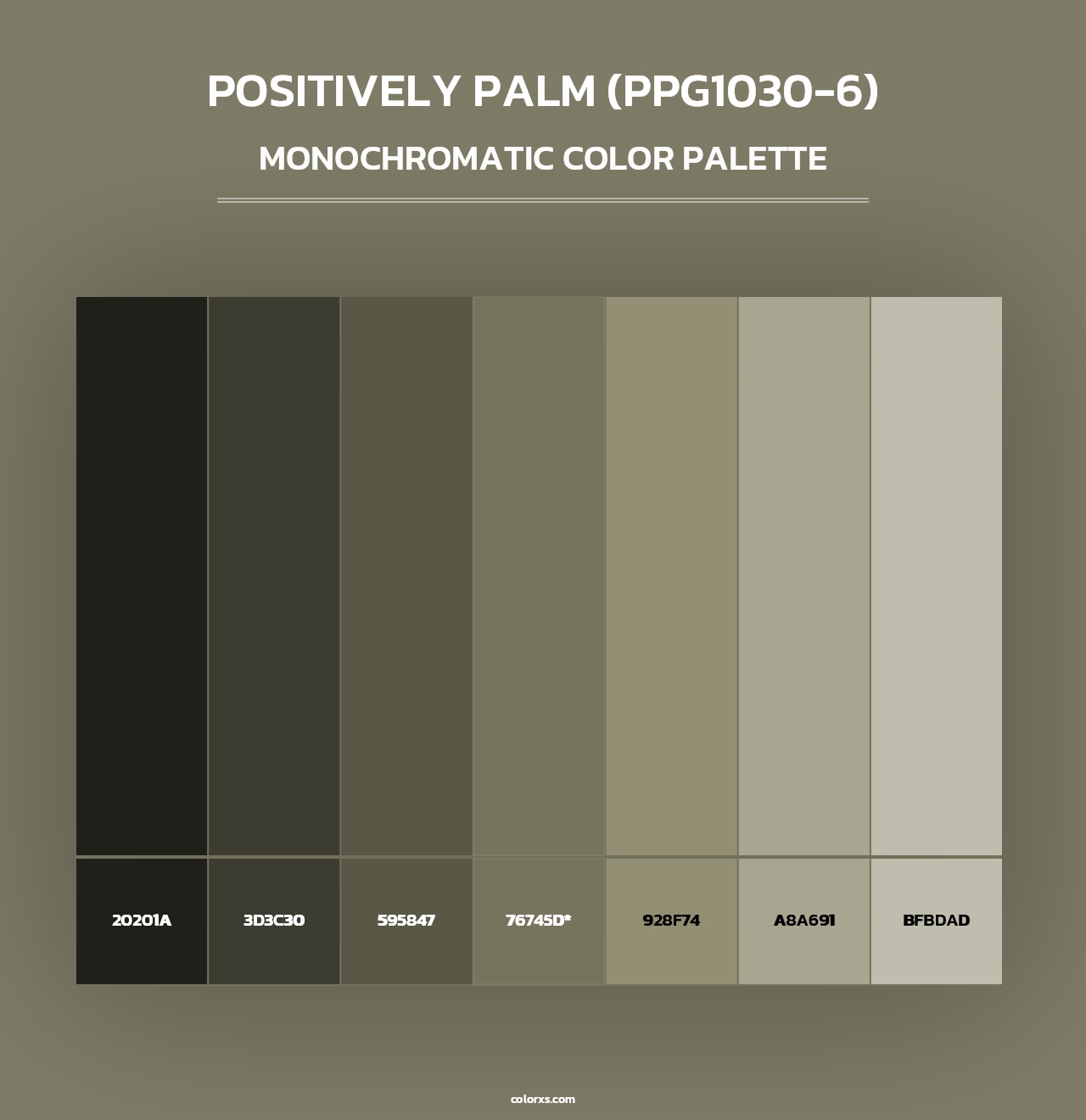 Positively Palm (PPG1030-6) - Monochromatic Color Palette