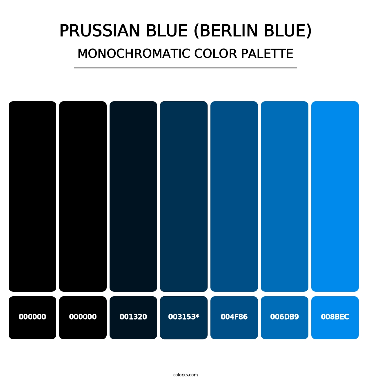 Prussian Blue (Berlin Blue) - Monochromatic Color Palette