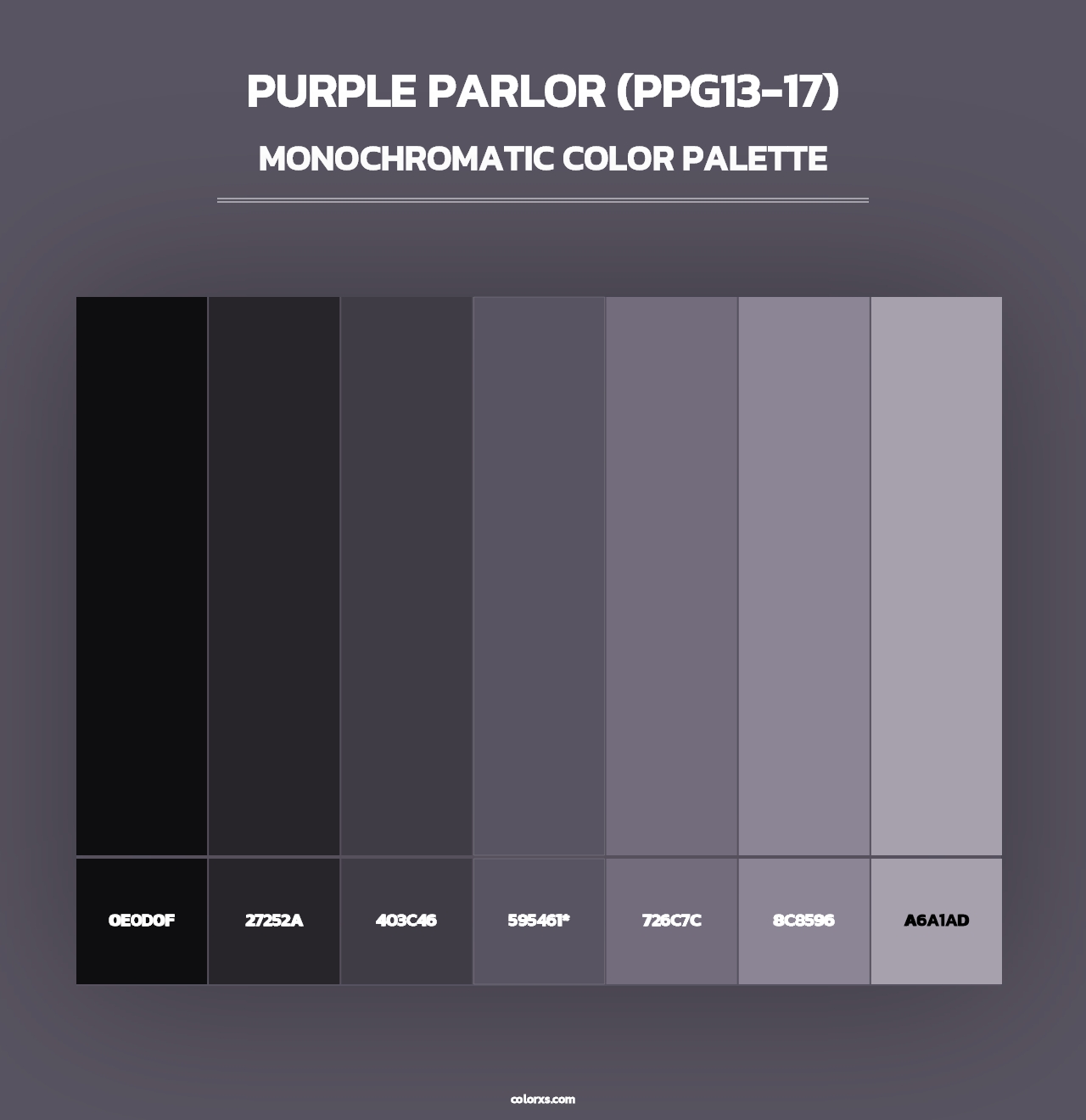 Purple Parlor (PPG13-17) - Monochromatic Color Palette