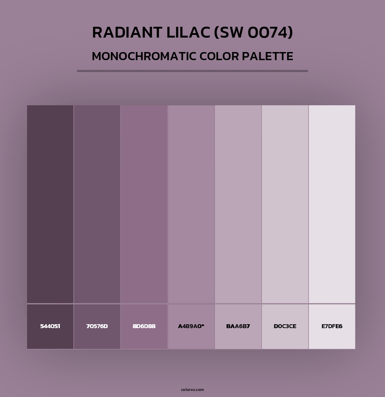 Radiant Lilac (SW 0074) - Monochromatic Color Palette