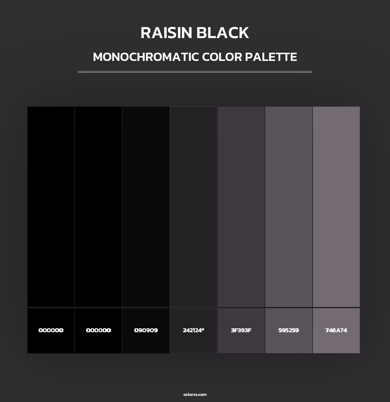 Raisin Black - Monochromatic Color Palette
