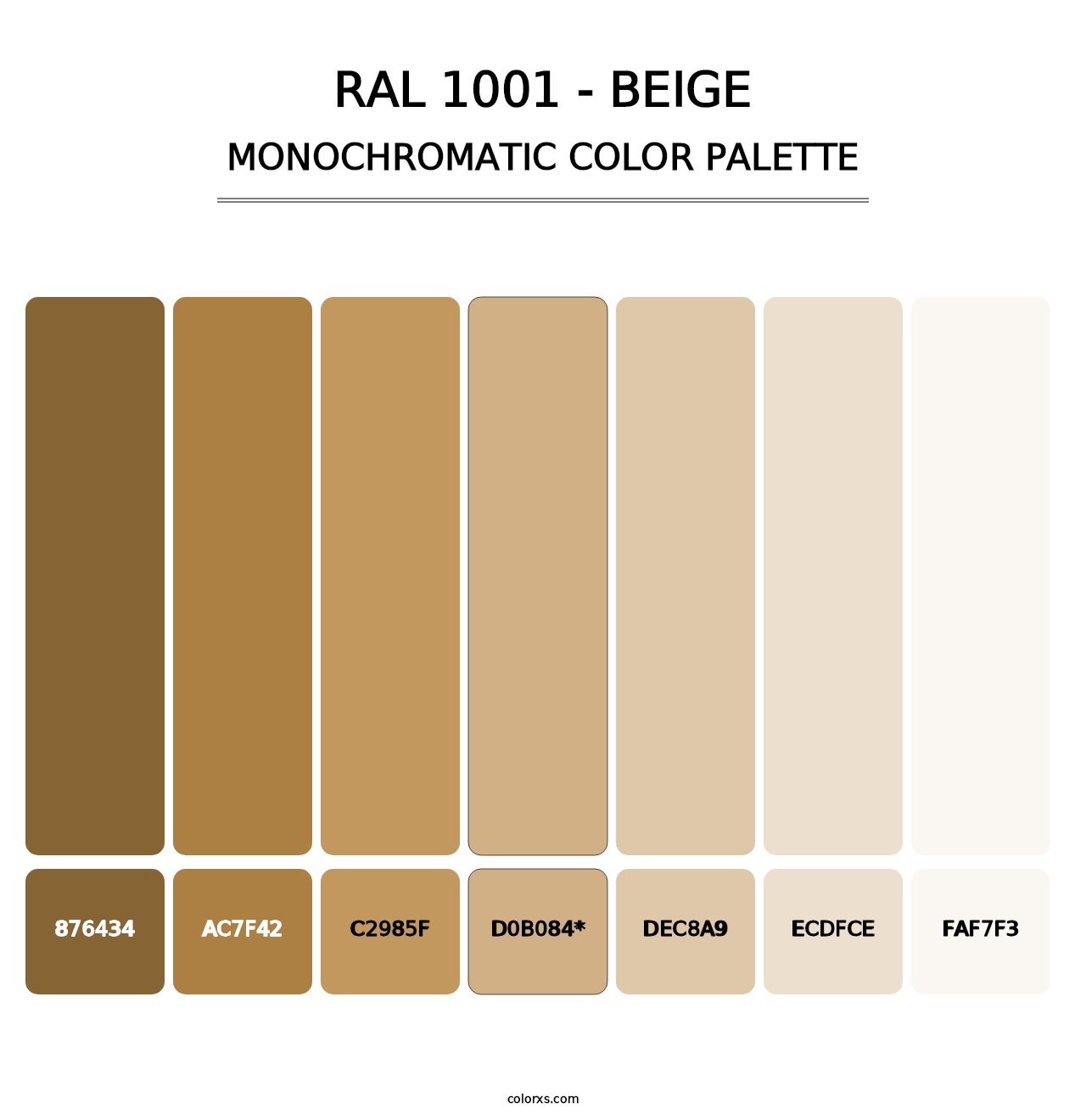 RAL 1001 - Beige - Monochromatic Color Palette