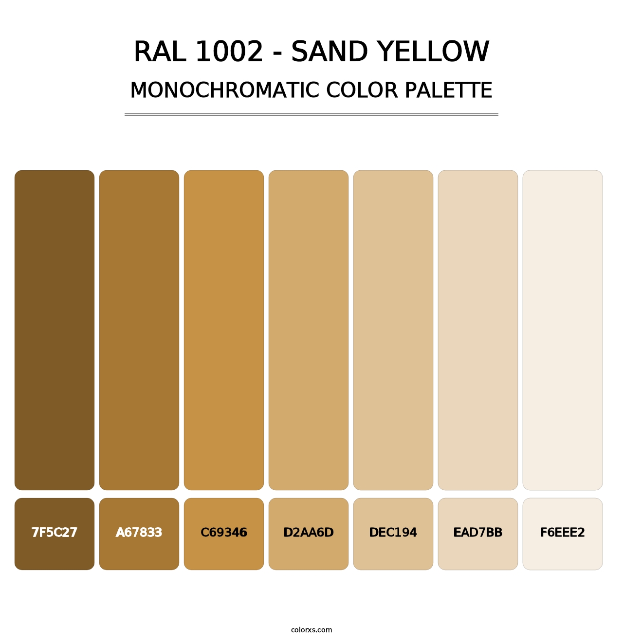 RAL 1002 - Sand Yellow - Monochromatic Color Palette