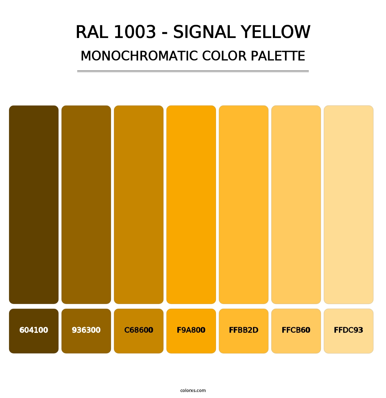 RAL 1003 - Signal Yellow - Monochromatic Color Palette