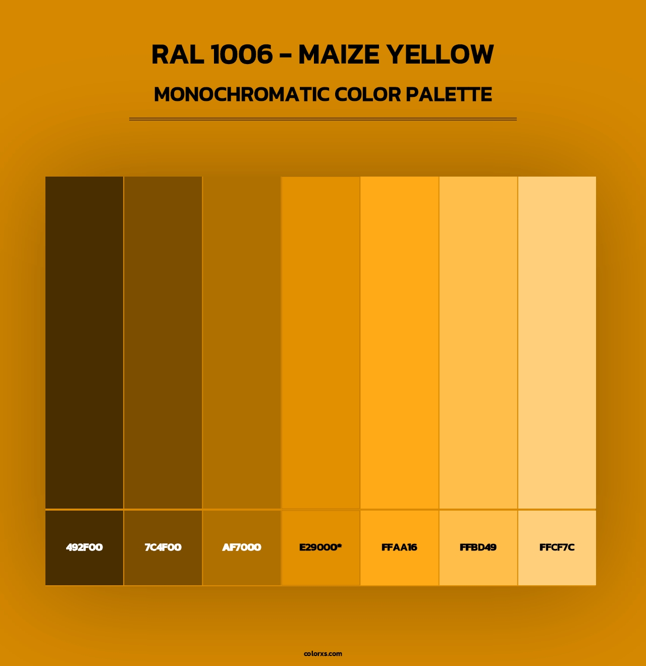 RAL 1006 - Maize Yellow - Monochromatic Color Palette