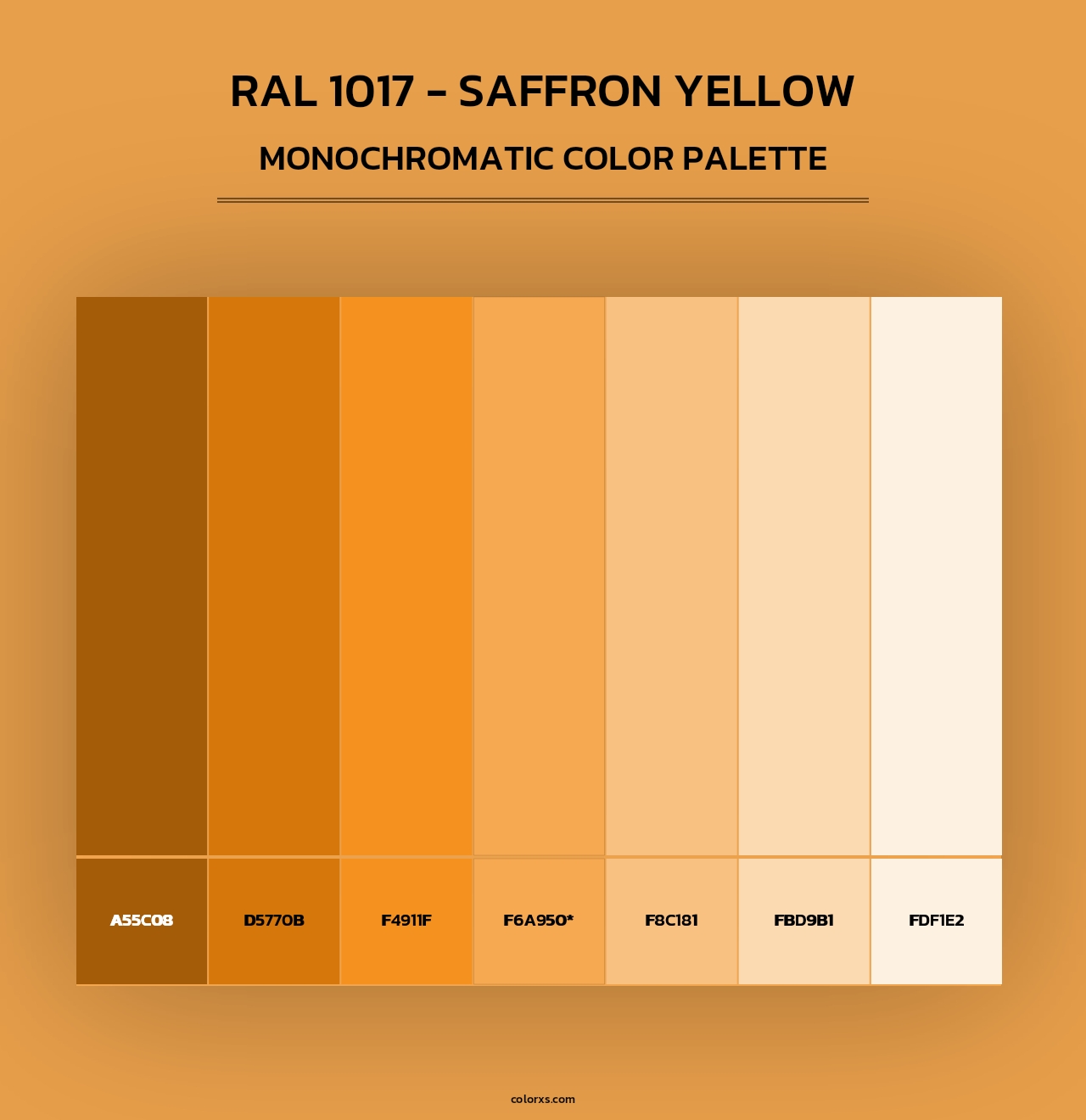 RAL 1017 - Saffron Yellow - Monochromatic Color Palette