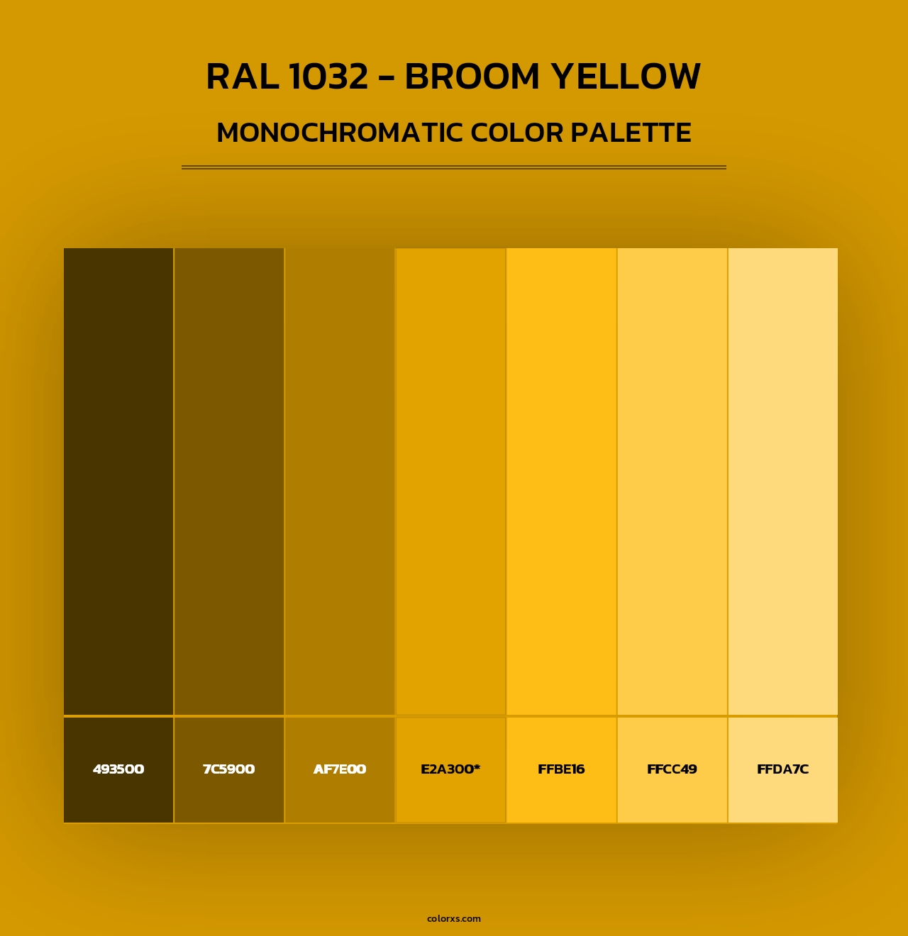 RAL 1032 - Broom Yellow - Monochromatic Color Palette