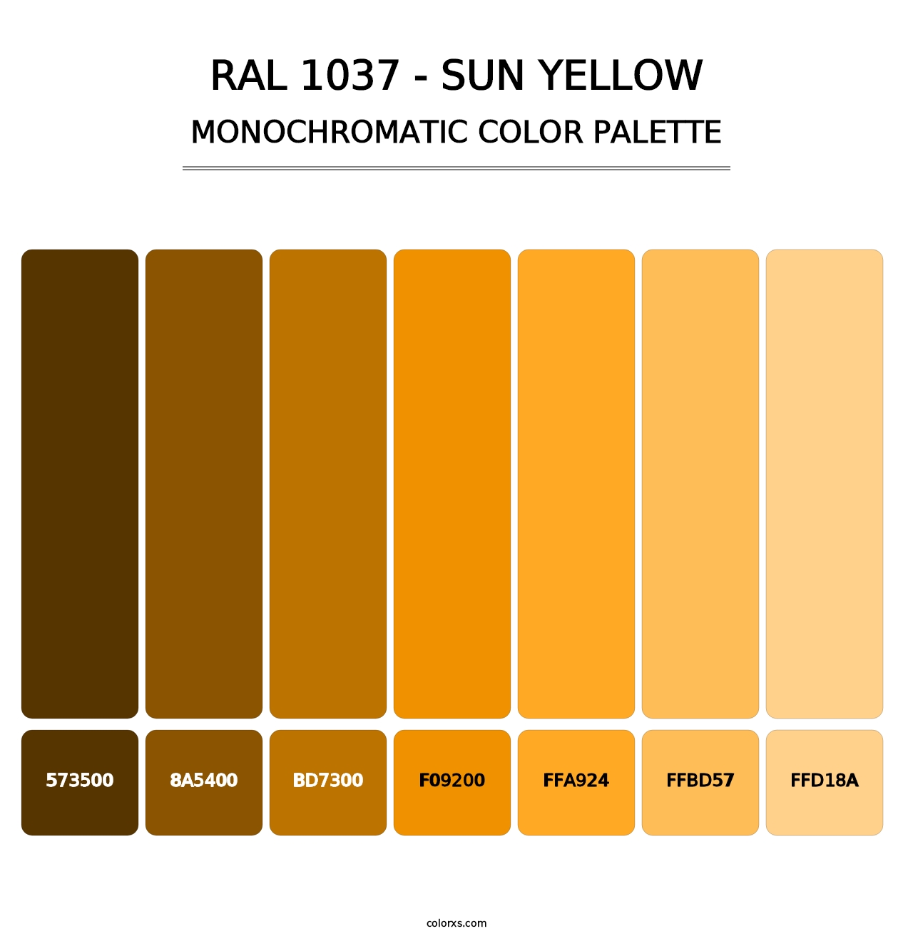 RAL 1037 - Sun Yellow - Monochromatic Color Palette