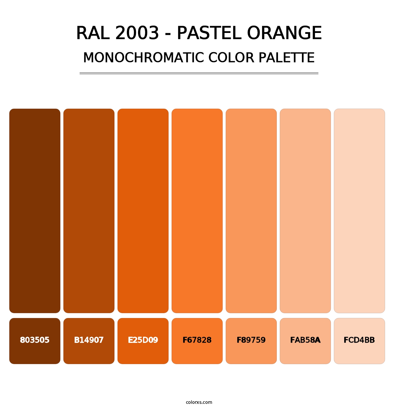RAL 2003 - Pastel Orange - Monochromatic Color Palette