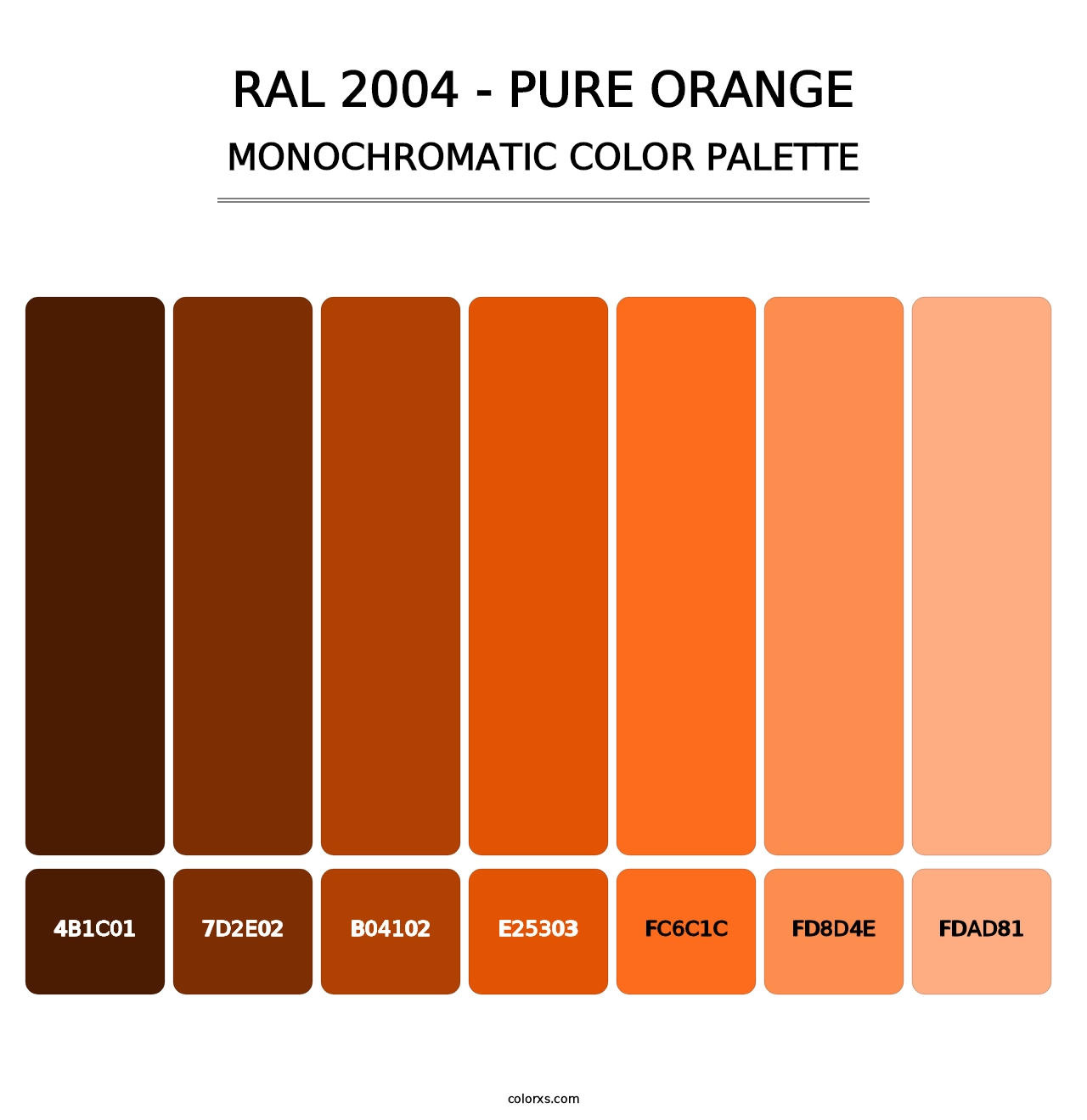 RAL 2004 - Pure Orange - Monochromatic Color Palette