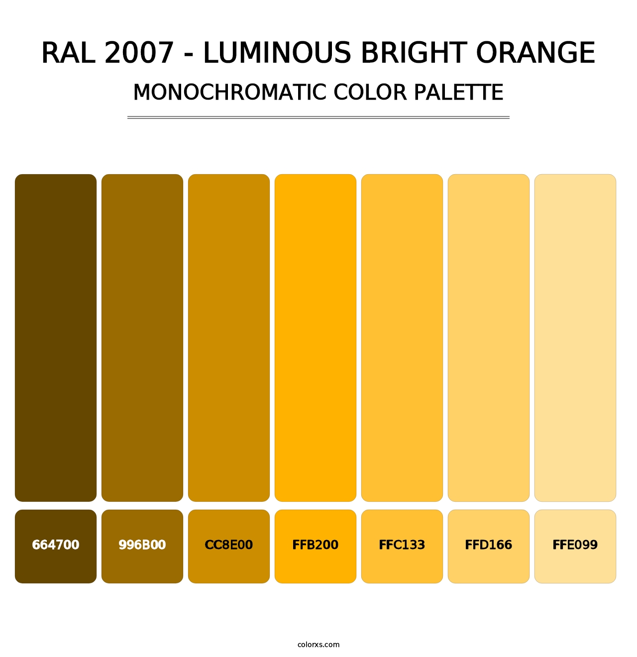 RAL 2007 - Luminous Bright Orange - Monochromatic Color Palette