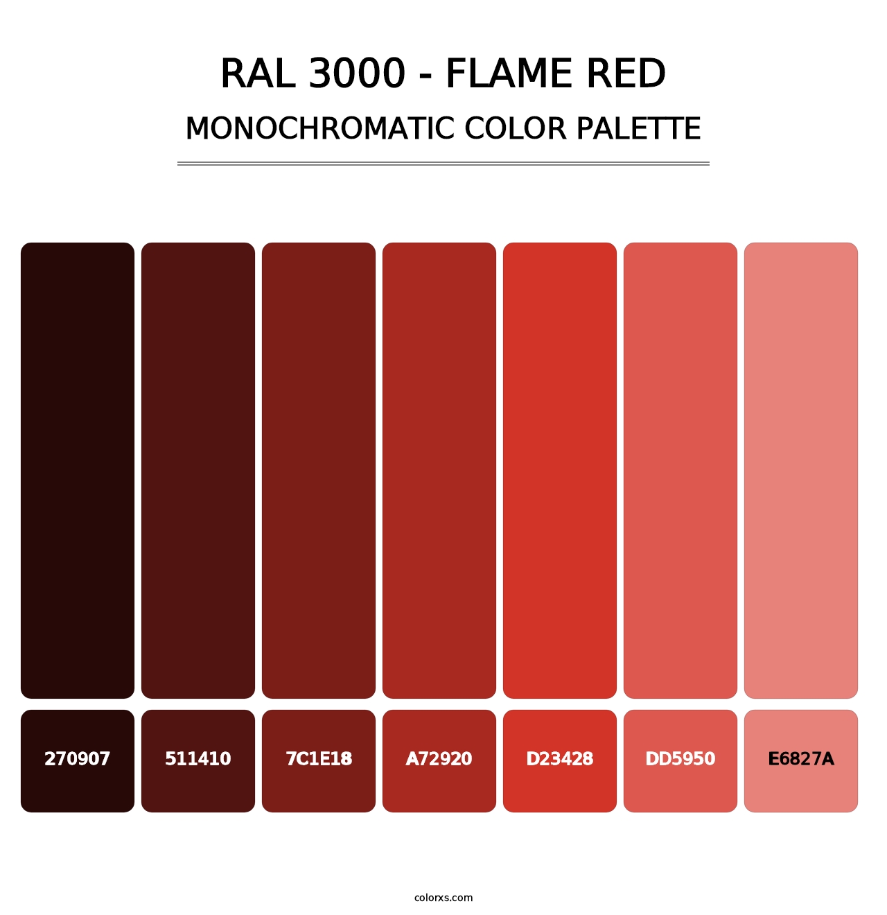 RAL 3000 - Flame Red - Monochromatic Color Palette