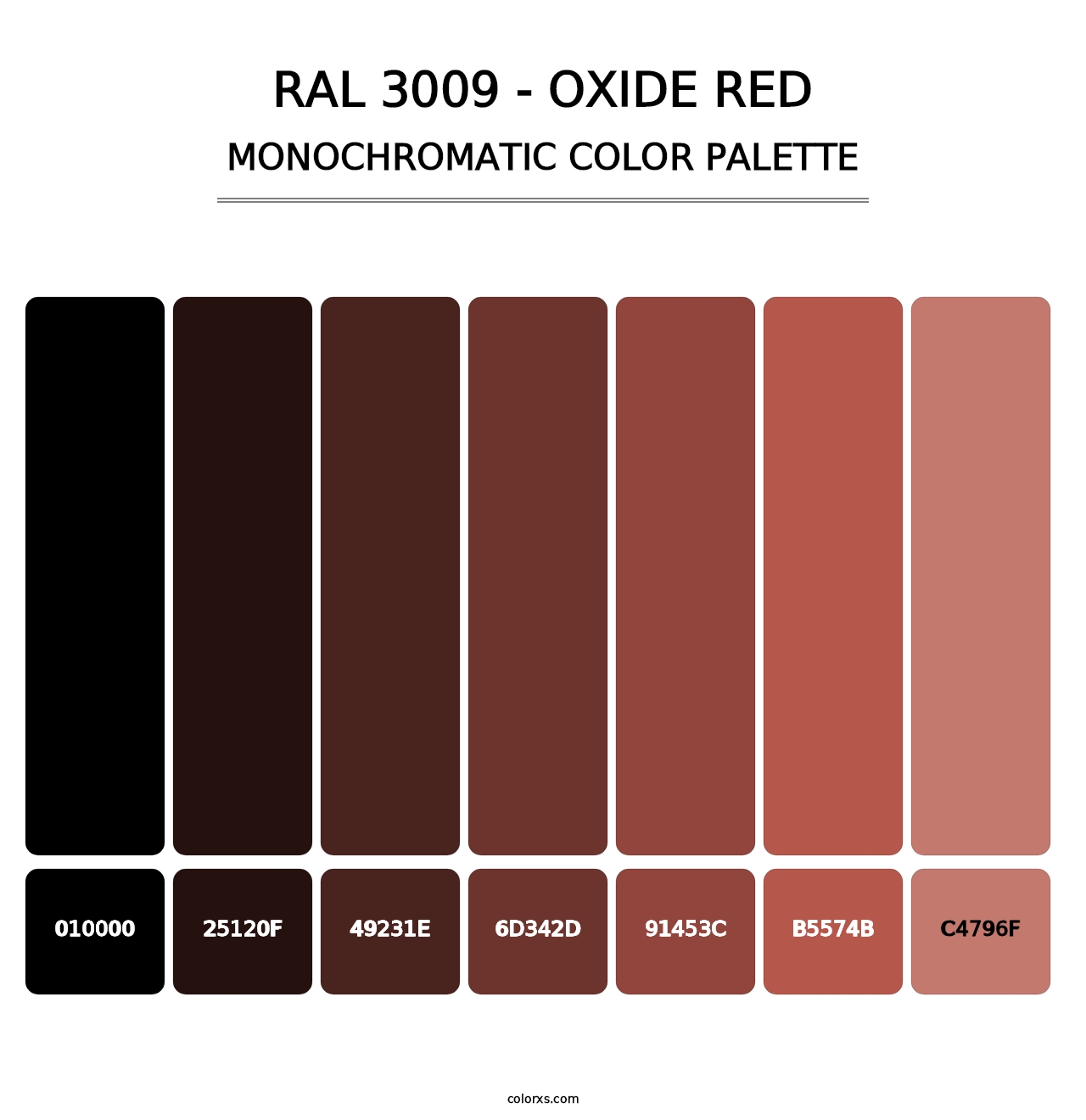 RAL 3009 - Oxide Red - Monochromatic Color Palette