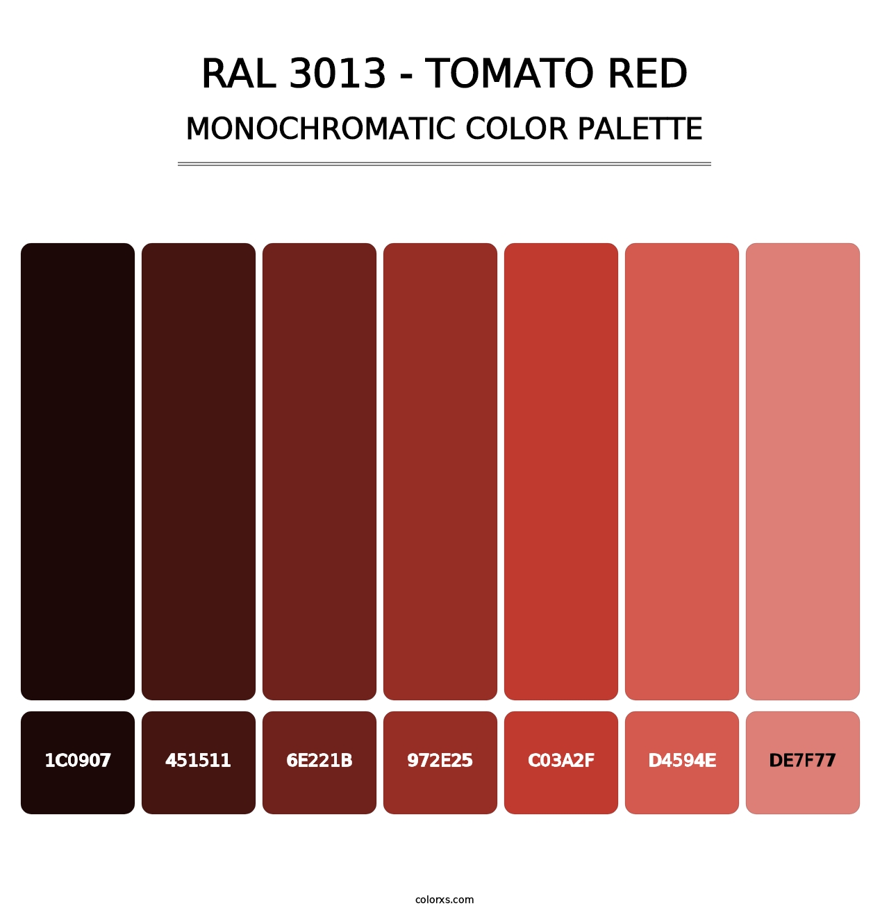 RAL 3013 - Tomato Red - Monochromatic Color Palette