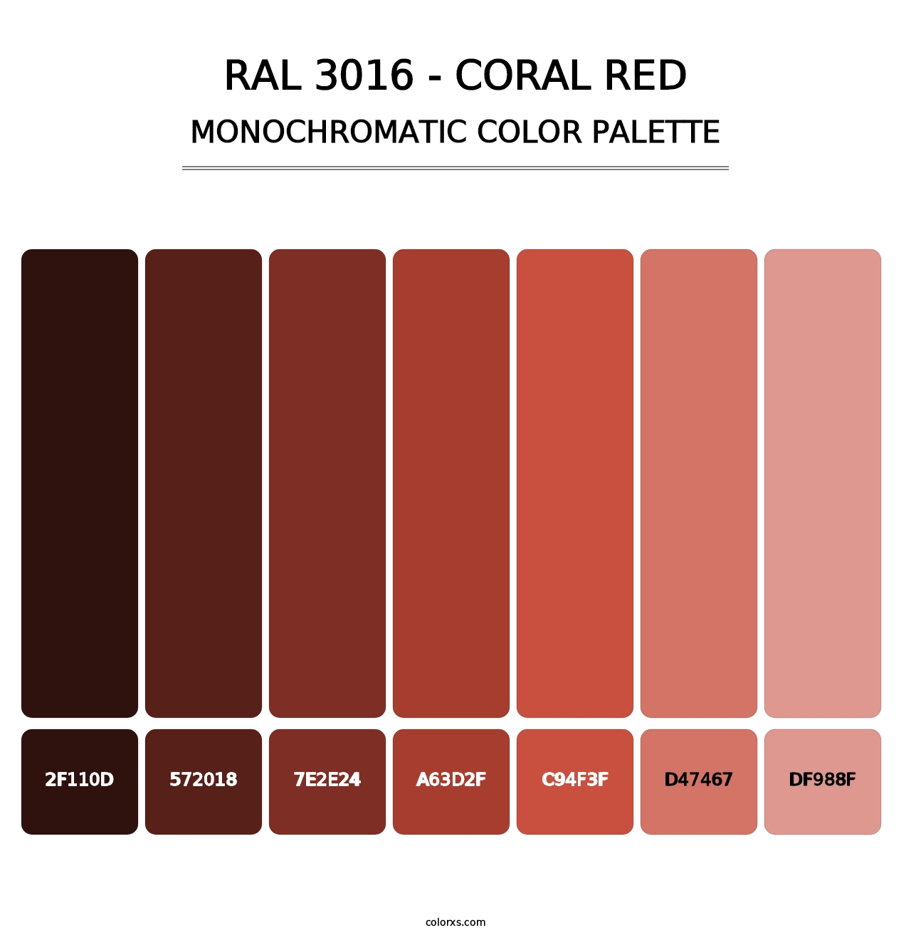 RAL 3016 - Coral Red - Monochromatic Color Palette