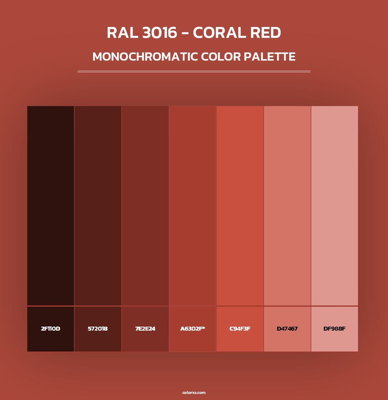 RAL 3016 - Coral Red - Monochromatic Color Palette