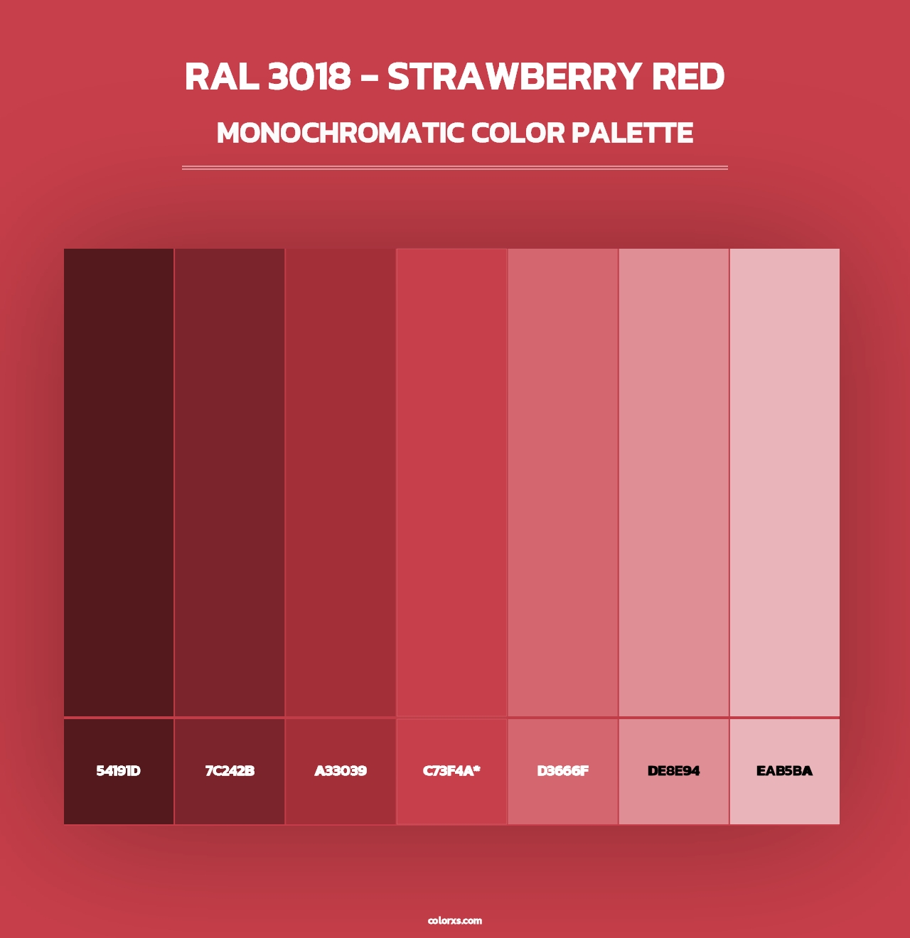 RAL 3018 - Strawberry Red - Monochromatic Color Palette