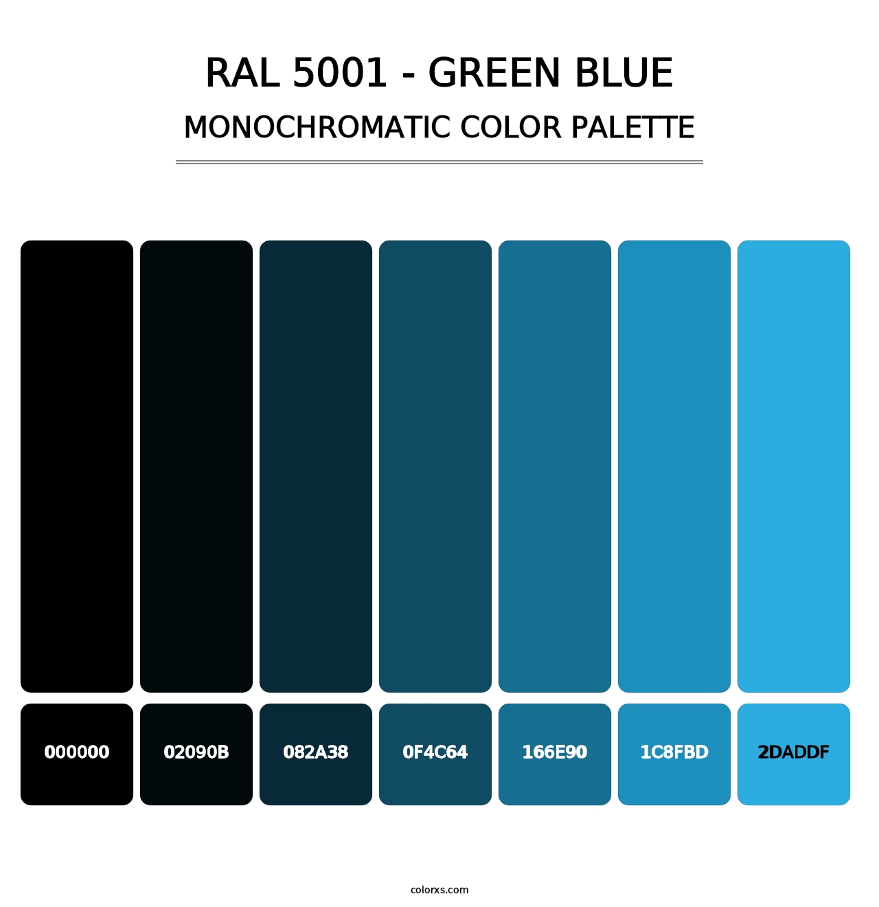 RAL 5001 - Green Blue - Monochromatic Color Palette