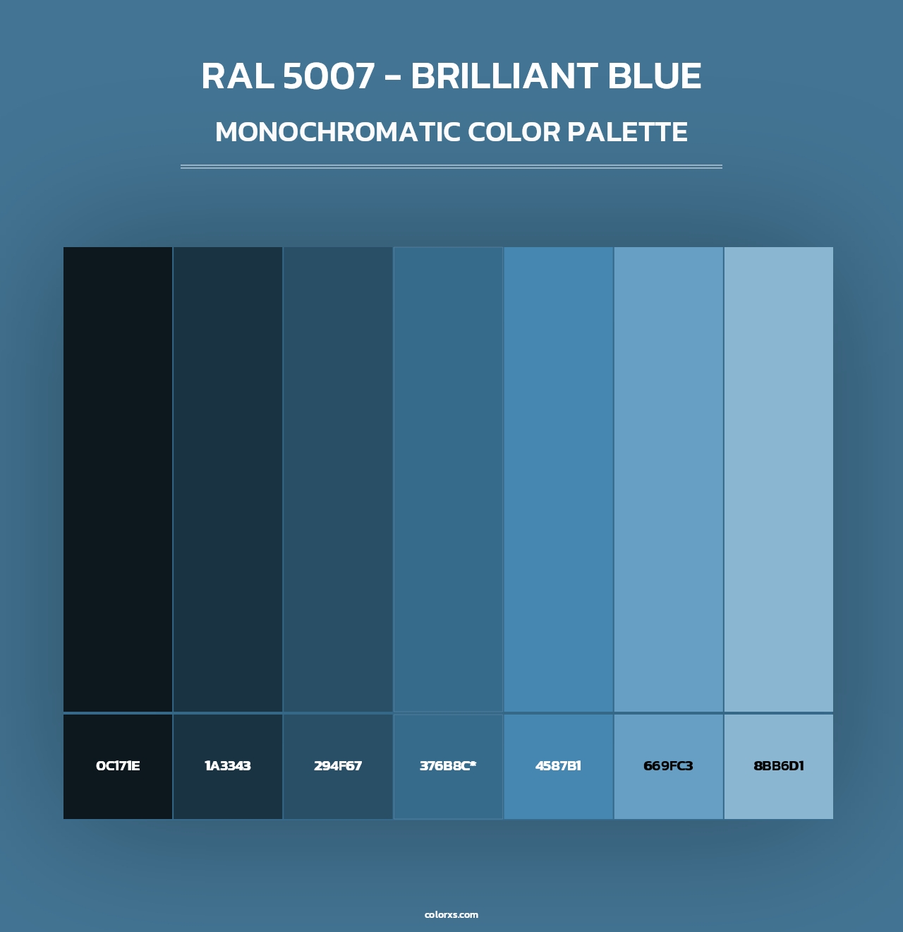 RAL 5007 - Brilliant Blue - Monochromatic Color Palette