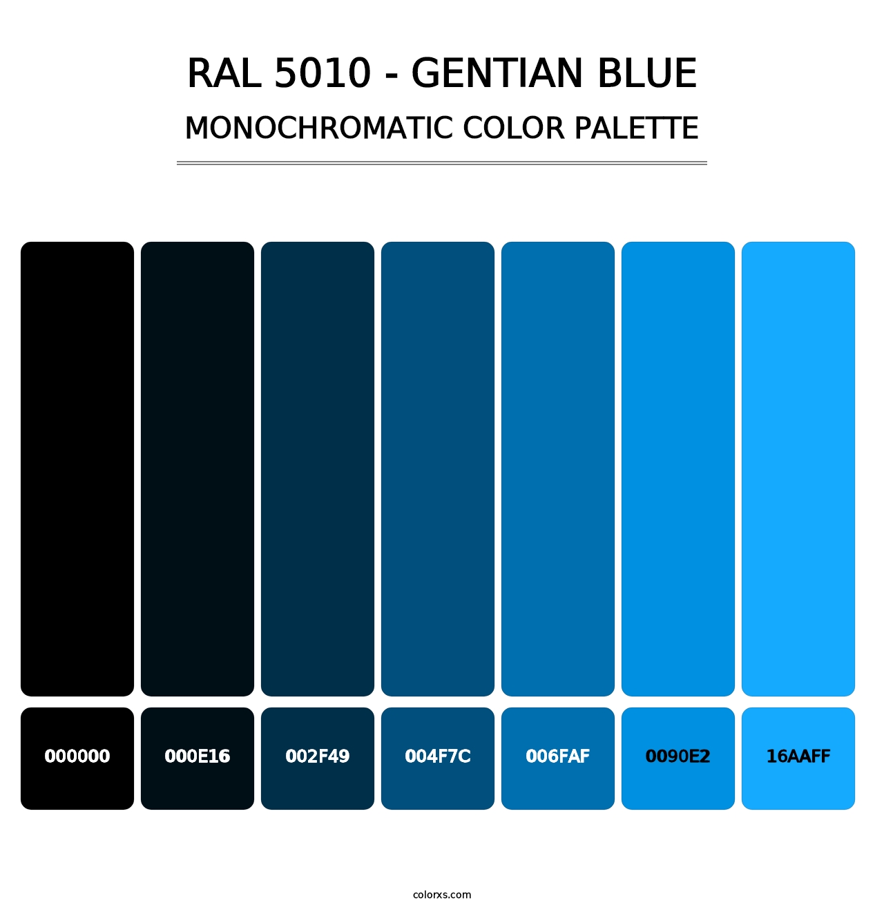 RAL 5010 - Gentian Blue - Monochromatic Color Palette