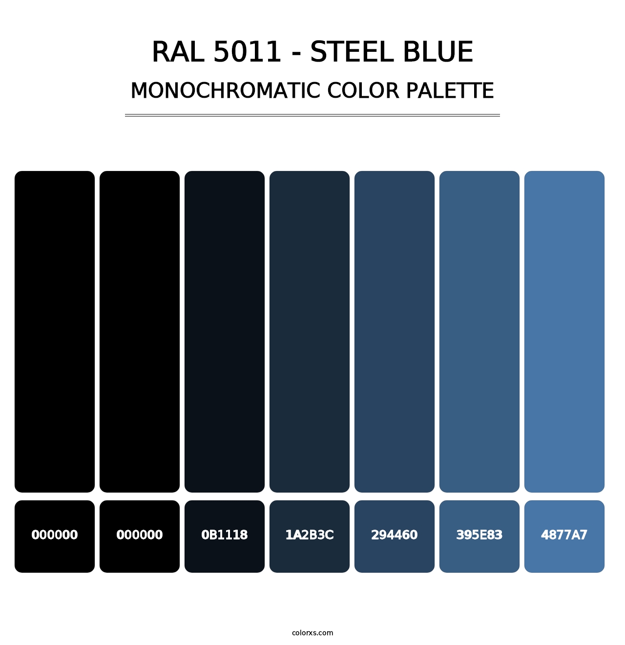 RAL 5011 - Steel Blue - Monochromatic Color Palette