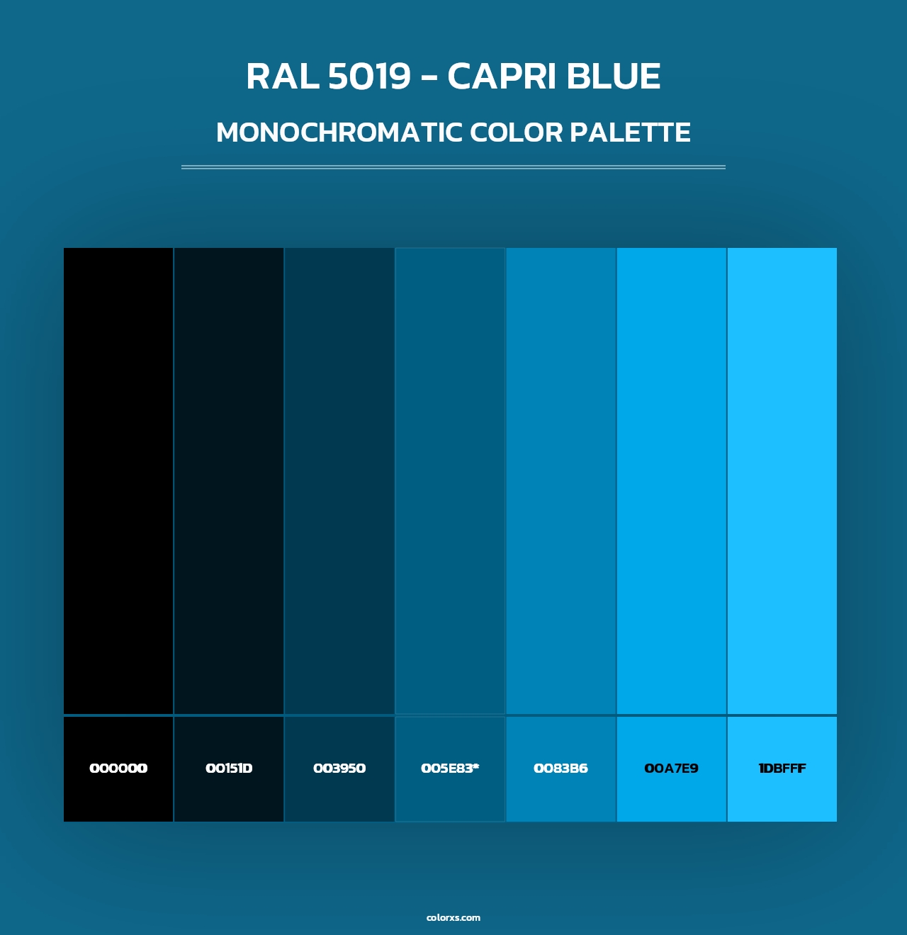 RAL 5019 - Capri Blue - Monochromatic Color Palette