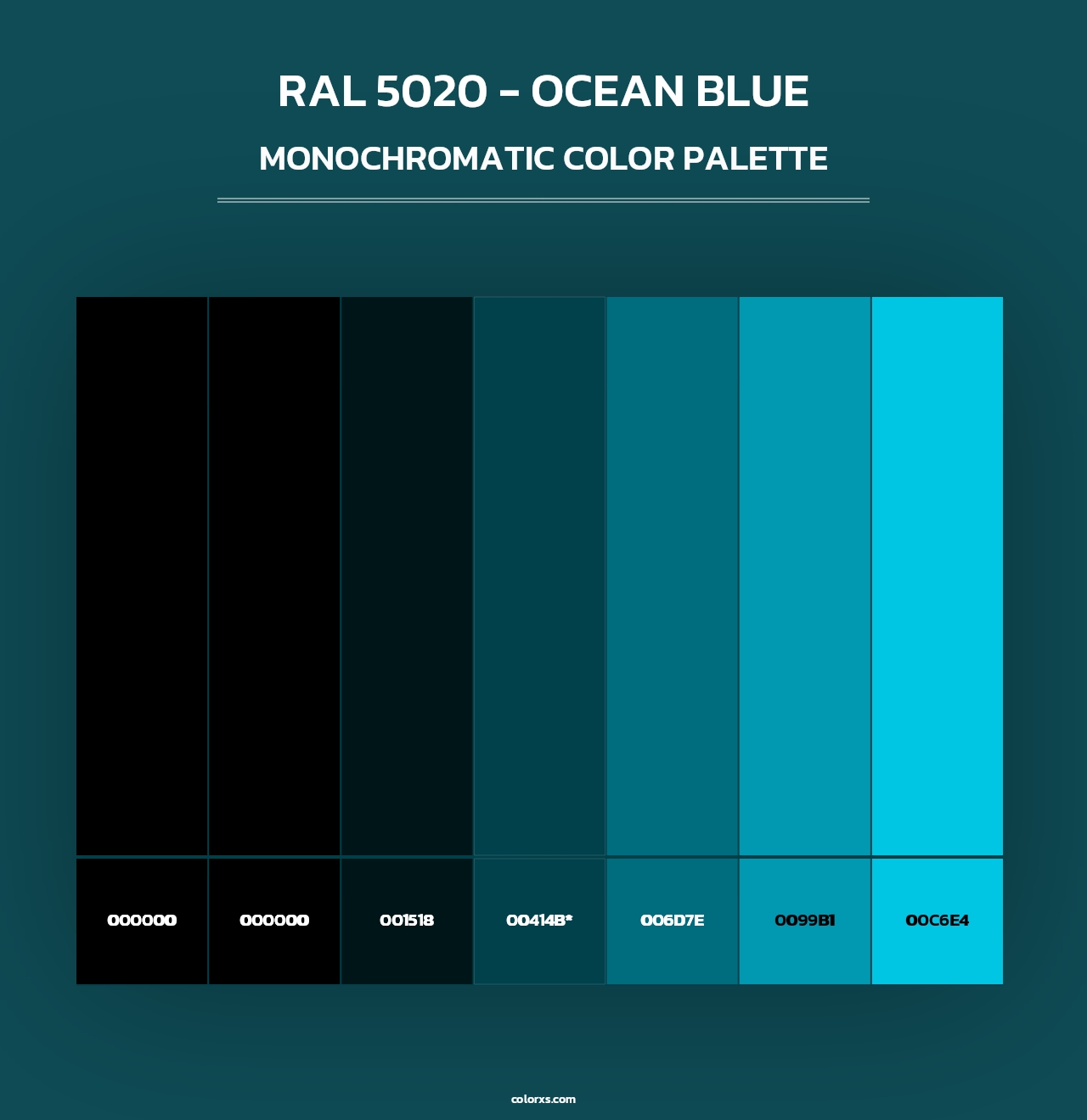 RAL 5020 - Ocean Blue - Monochromatic Color Palette