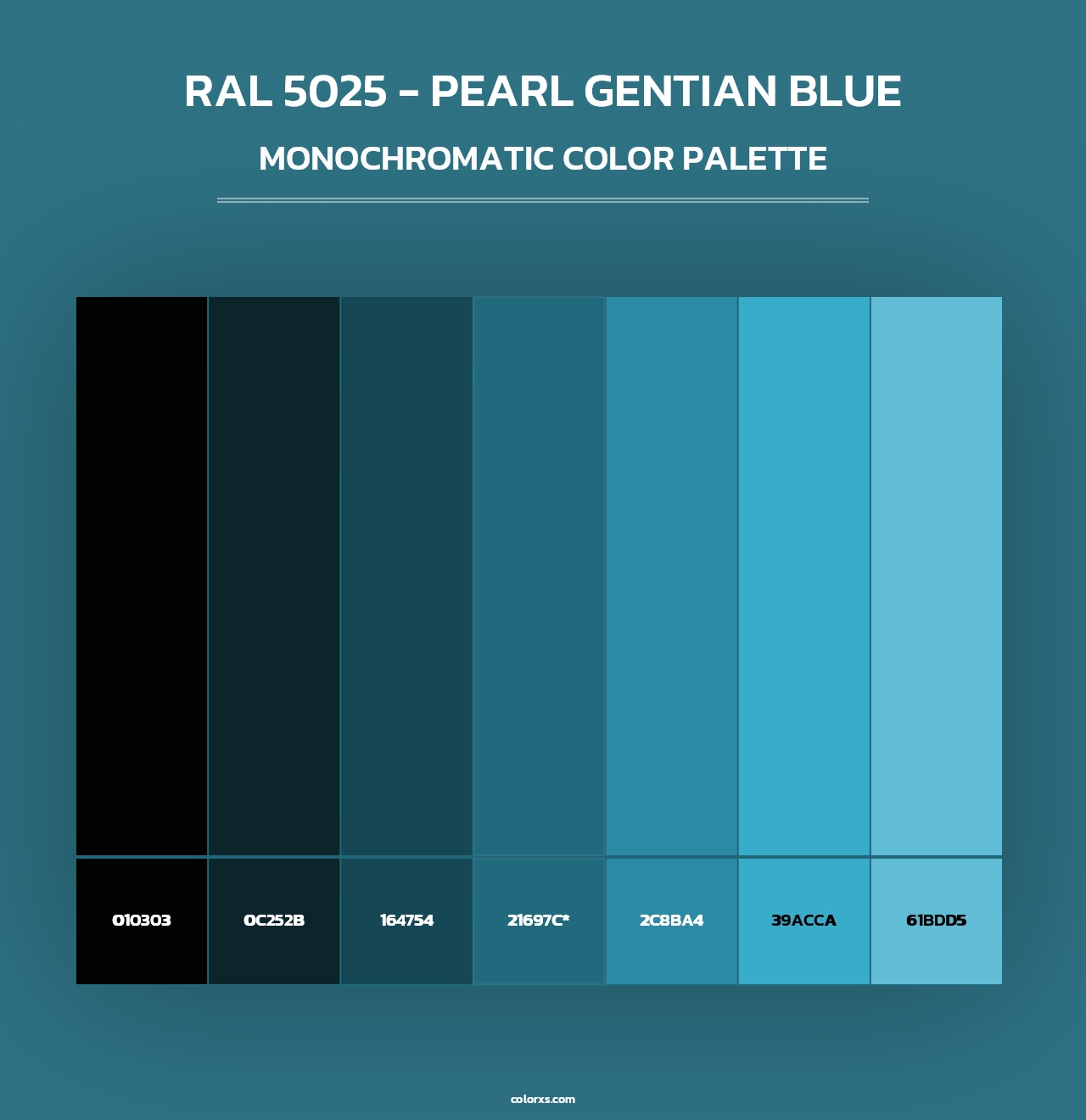 RAL 5025 - Pearl Gentian Blue - Monochromatic Color Palette