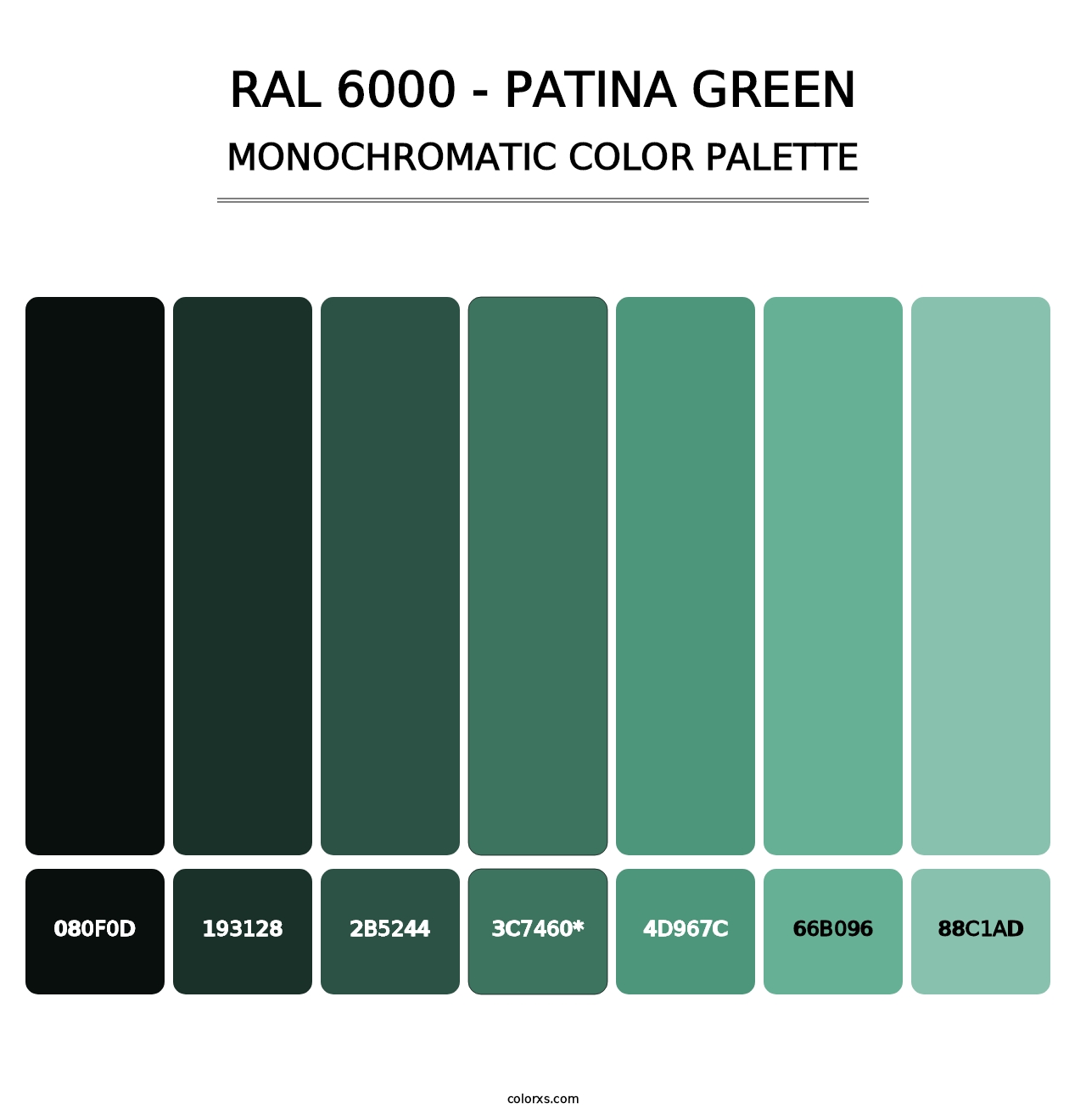 RAL 6000 - Patina Green - Monochromatic Color Palette