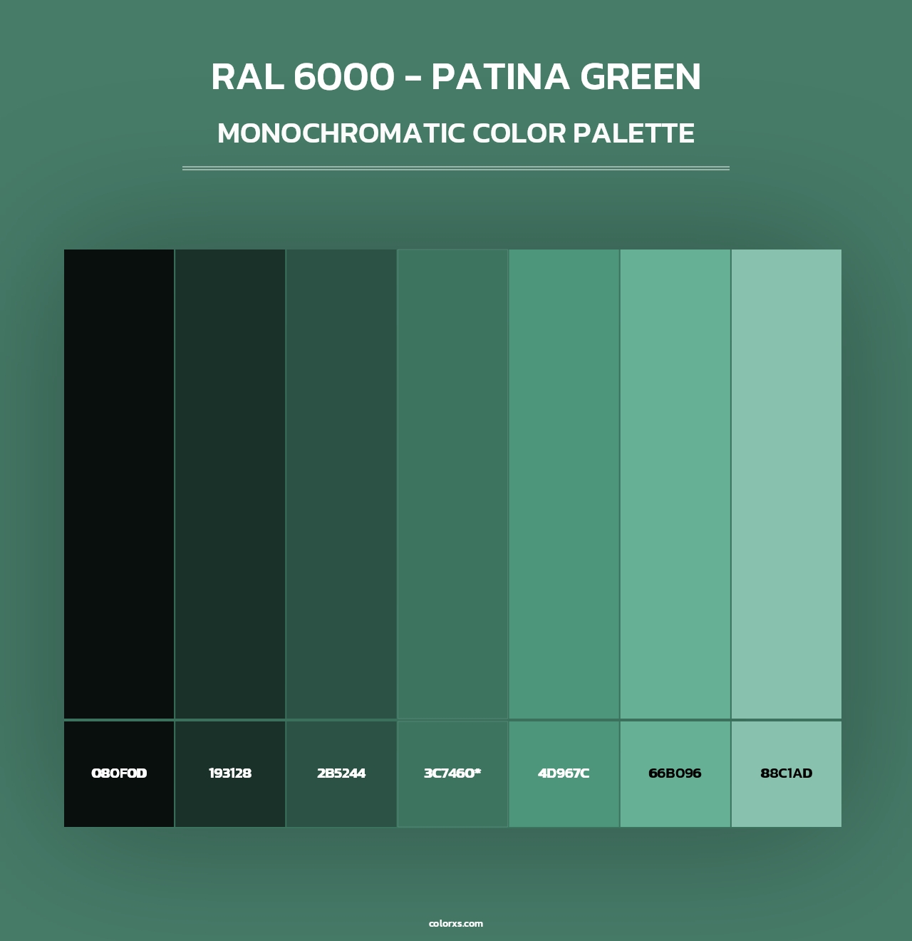 RAL 6000 - Patina Green - Monochromatic Color Palette