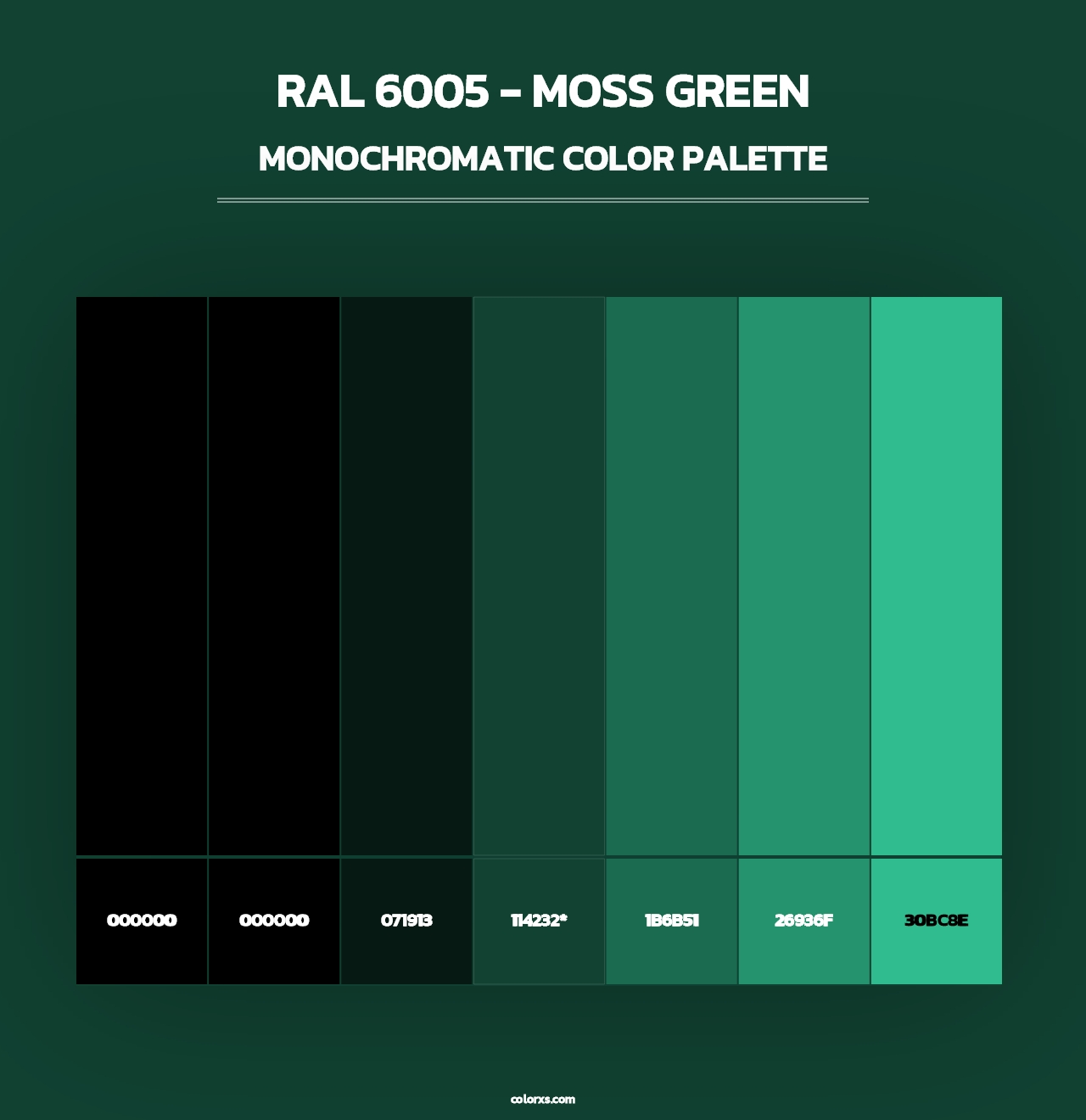 RAL 6005 - Moss Green - Monochromatic Color Palette