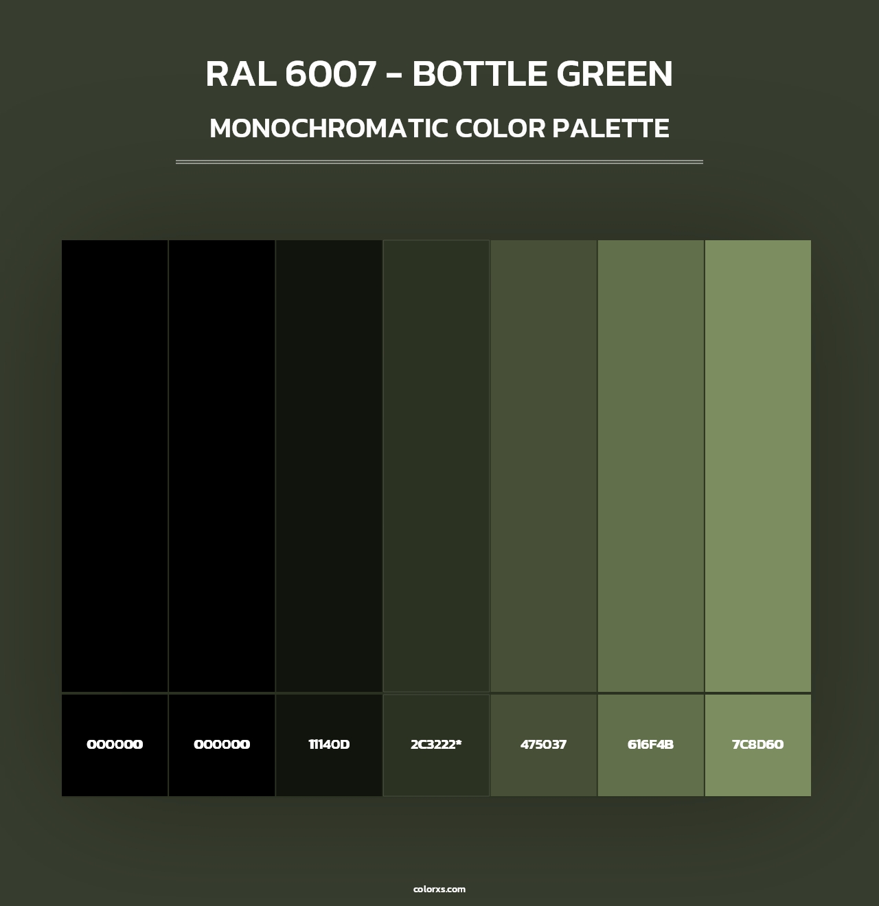 RAL 6007 - Bottle Green - Monochromatic Color Palette