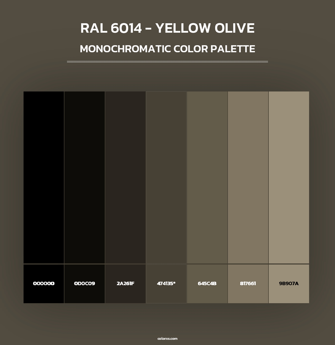 RAL 6014 - Yellow Olive - Monochromatic Color Palette