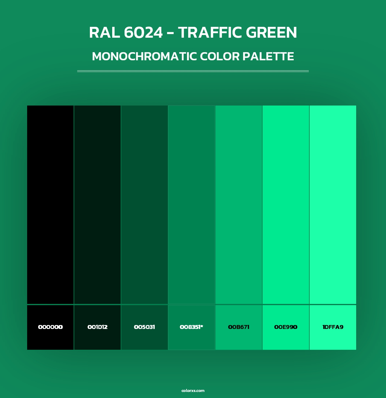 RAL 6024 - Traffic Green - Monochromatic Color Palette