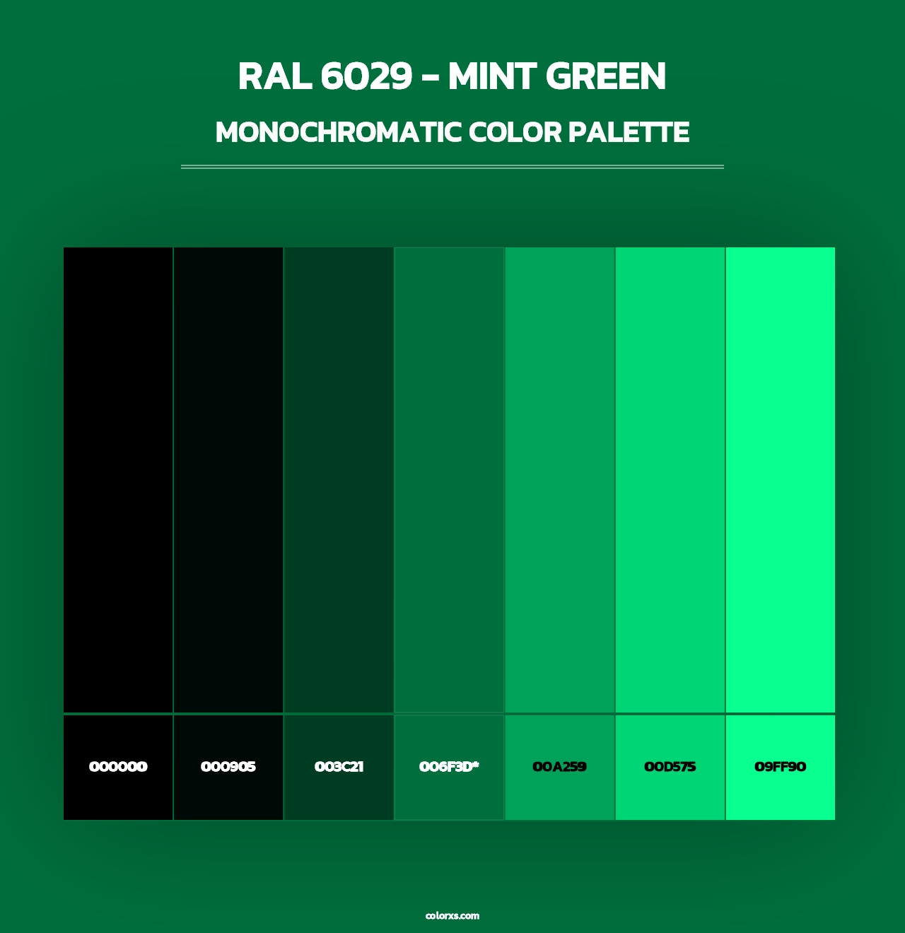 RAL 6029 - Mint Green - Monochromatic Color Palette