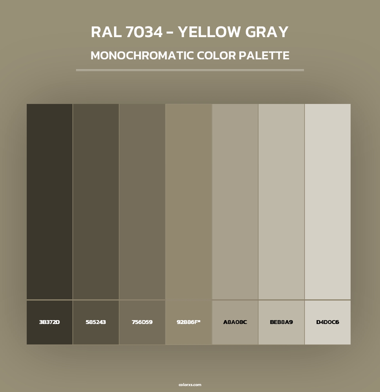 RAL 7034 - Yellow Gray - Monochromatic Color Palette