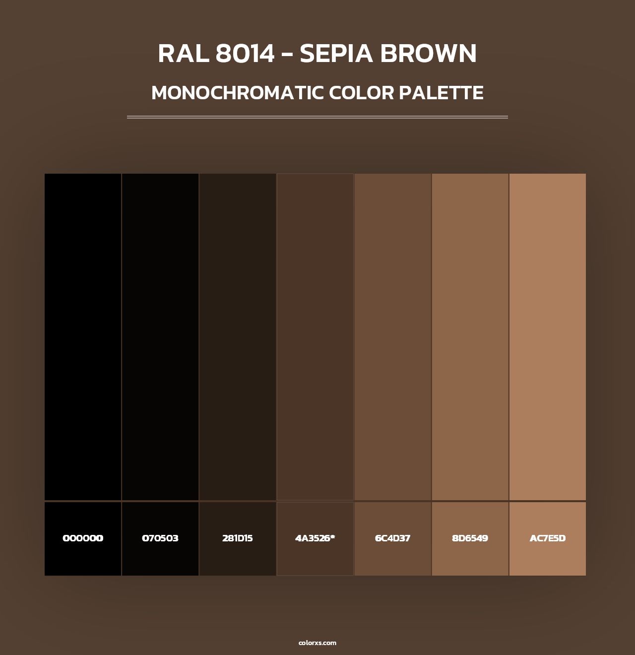 RAL 8014 - Sepia Brown - Monochromatic Color Palette